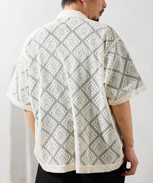 JOURNAL STANDARD relume（ジャーナルスタンダード　レリューム）の「サマーレース 半袖シャツ（シャツ/ブラウス・メンズ・アイボリー/ウッド/モスグリーン・MEDIUM/LARGE）」の20枚目の写真