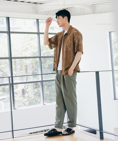 JOURNAL STANDARD relume（ジャーナルスタンダード　レリューム）の「サマーレース 半袖シャツ（シャツ/ブラウス・メンズ・アイボリー/ウッド/モスグリーン・MEDIUM/LARGE）」の6枚目の写真