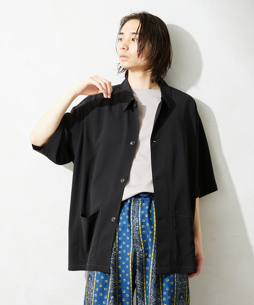 JOURNAL STANDARD relume(ジャーナルスタンダード レリューム)の「"イージーケア" SLUB TR TORO 半袖シャツ(シャツ/ブラウス・メンズ・アイボリー/チャコールグレー/ブラック・MEDIUM/LARGE)」の4枚目の写真