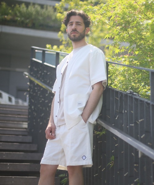 ALWAYS GOOD TIME（オルウェイズグッドタイム）の「【BAEXFATE】リップストップノーカラーショートスリーブシャツ（シャツ/ブラウス・メンズ・ブラック/サックスブルー/オフホワイト・XL/L/M）」の5枚目の写真