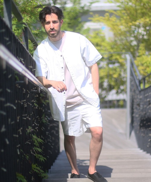 ALWAYS GOOD TIME（オルウェイズグッドタイム）の「【BAEXFATE】リップストップノーカラーショートスリーブシャツ（シャツ/ブラウス・メンズ・ブラック/サックスブルー/オフホワイト・XL/L/M）」の7枚目の写真