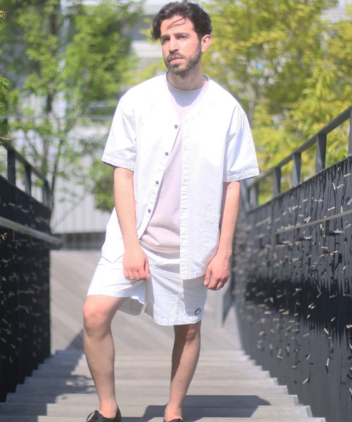 ALWAYS GOOD TIME（オルウェイズグッドタイム）の「【BAEXFATE】リップストップノーカラーショートスリーブシャツ（シャツ/ブラウス・メンズ・ブラック/サックスブルー/オフホワイト・XL/L/M）」の8枚目の写真