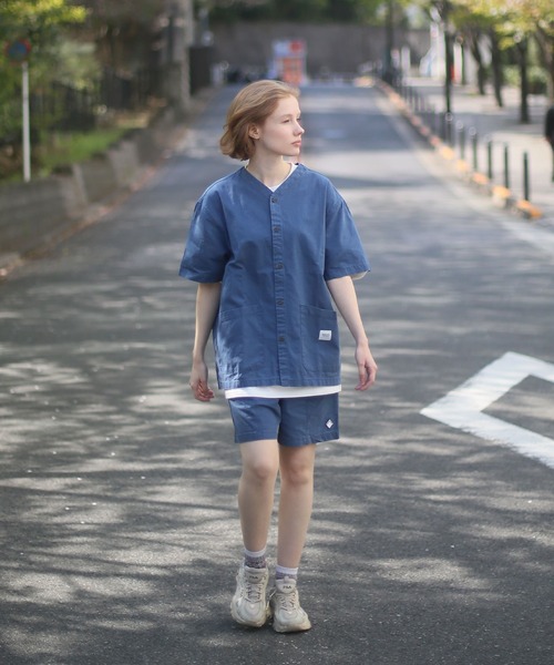 ALWAYS GOOD TIME（オルウェイズグッドタイム）の「【BAEXFATE】リップストップノーカラーショートスリーブシャツ（シャツ/ブラウス・メンズ・ブラック/サックスブルー/オフホワイト・XL/L/M）」の17枚目の写真