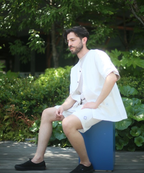 ALWAYS GOOD TIME（オルウェイズグッドタイム）の「【BAEXFATE】リップストップノーカラーショートスリーブシャツ（シャツ/ブラウス・メンズ・ブラック/サックスブルー/オフホワイト・XL/L/M）」の10枚目の写真