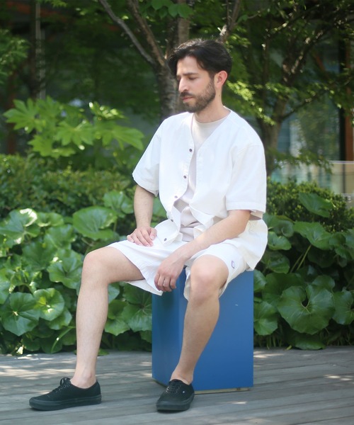 ALWAYS GOOD TIME（オルウェイズグッドタイム）の「【BAEXFATE】リップストップノーカラーショートスリーブシャツ（シャツ/ブラウス・メンズ・ブラック/サックスブルー/オフホワイト・XL/L/M）」の11枚目の写真