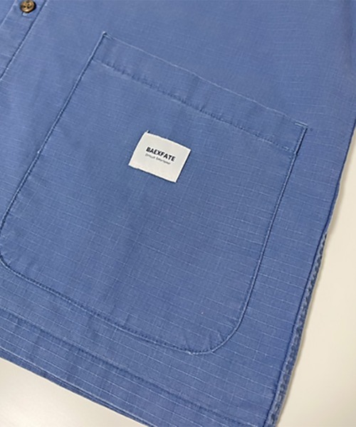 ALWAYS GOOD TIME（オルウェイズグッドタイム）の「【BAEXFATE】リップストップノーカラーショートスリーブシャツ（シャツ/ブラウス・メンズ・ブラック/サックスブルー/オフホワイト・XL/L/M）」の21枚目の写真