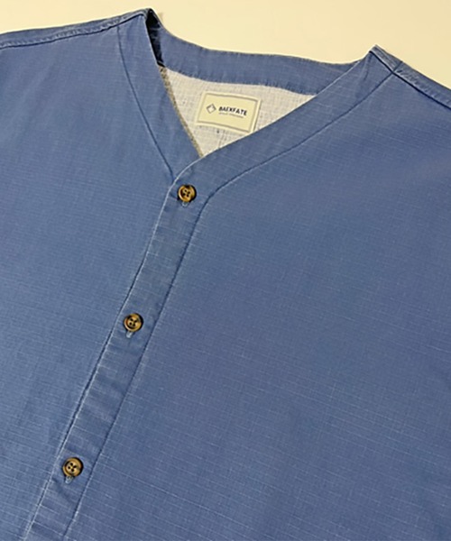 ALWAYS GOOD TIME（オルウェイズグッドタイム）の「【BAEXFATE】リップストップノーカラーショートスリーブシャツ（シャツ/ブラウス・メンズ・ブラック/サックスブルー/オフホワイト・XL/L/M）」の19枚目の写真