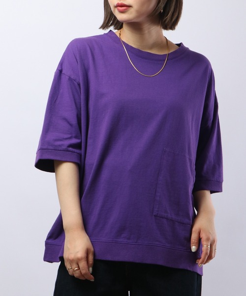 Arinomama（アリノママ）の「Arinomama 20sピグメント天竺デザインポケットTシャツ（Tシャツ/カットソー・レディース・スミクロ/レッド/パープル/グリーン・FREE）」の1枚目の写真