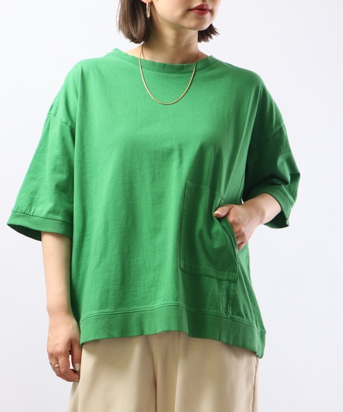 Arinomama（アリノママ）の「Arinomama 20sピグメント天竺デザインポケットTシャツ（Tシャツ/カットソー・レディース・スミクロ/レッド/パープル/グリーン・FREE）」の3枚目の写真
