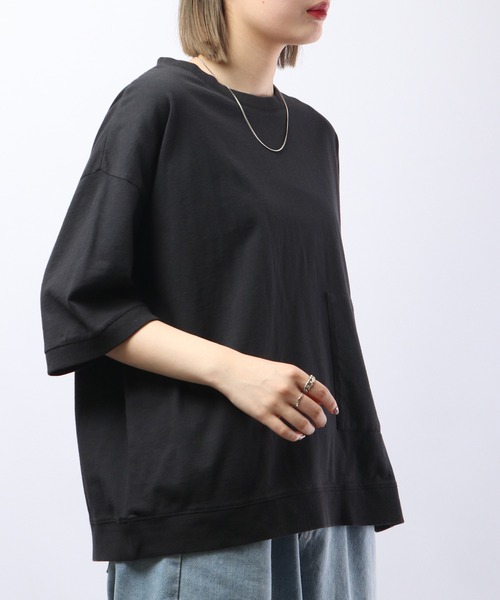 Arinomama（アリノママ）の「Arinomama 20sピグメント天竺デザインポケットTシャツ（Tシャツ/カットソー・レディース・スミクロ/レッド/パープル/グリーン・FREE）」の9枚目の写真