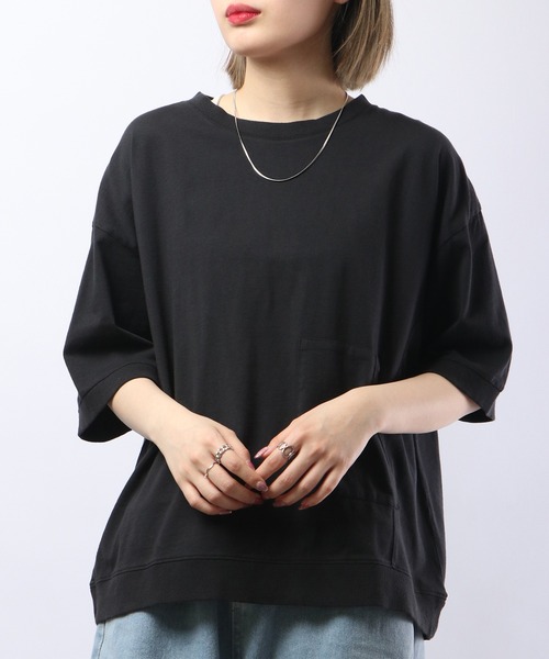 Arinomama（アリノママ）の「Arinomama 20sピグメント天竺デザインポケットTシャツ（Tシャツ/カットソー・レディース・スミクロ/レッド/パープル/グリーン・FREE）」の6枚目の写真