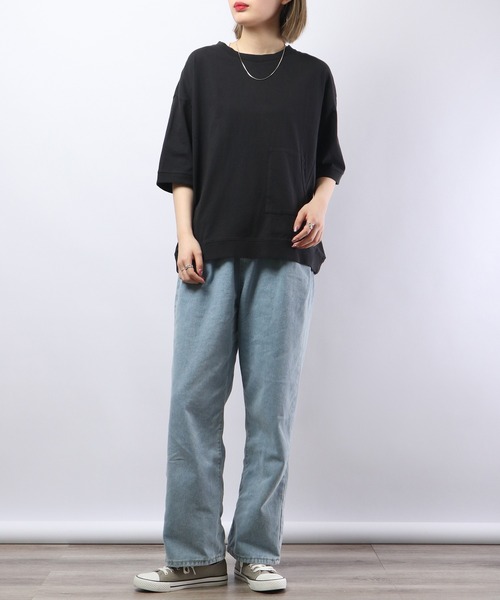 Arinomama（アリノママ）の「Arinomama 20sピグメント天竺デザインポケットTシャツ（Tシャツ/カットソー・レディース・スミクロ/レッド/パープル/グリーン・FREE）」の13枚目の写真