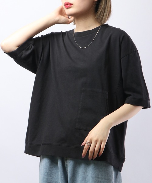 Arinomama（アリノママ）の「Arinomama 20sピグメント天竺デザインポケットTシャツ（Tシャツ/カットソー・レディース・スミクロ/レッド/パープル/グリーン・FREE）」の8枚目の写真