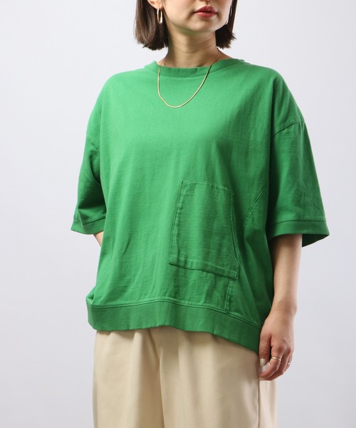 Arinomama（アリノママ）の「Arinomama 20sピグメント天竺デザインポケットTシャツ（Tシャツ/カットソー・レディース・スミクロ/レッド/パープル/グリーン・FREE）」の17枚目の写真