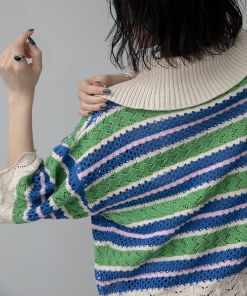 VACANCY（ヴァカンシー）の「クロシェ編みマルチボーダーポロニット