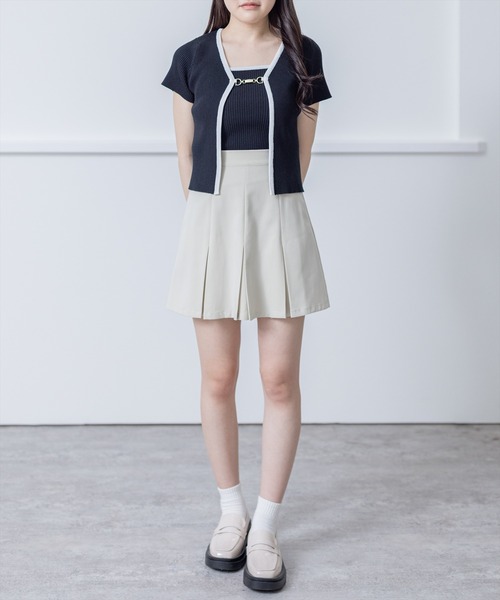 clear（クリア）の「インパン付ボックスプリーツミニスカート（スカート・レディース・サンドベージュ/ブラック・M/S）」の16枚目の写真