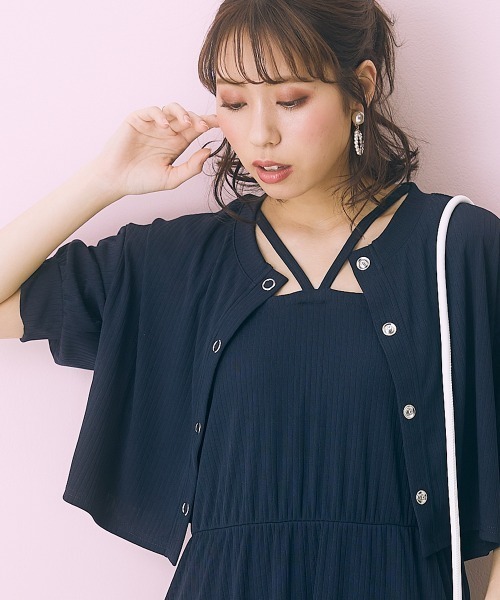 marun（マルン）の「＜大きいサイズ＞ 2点セット(ワンピース＋カーディガン) marun（ワンピース・レディース・ベージュ系/ピンク/ネイビー・L/LL/3L/4L/5L）」の3枚目の写真