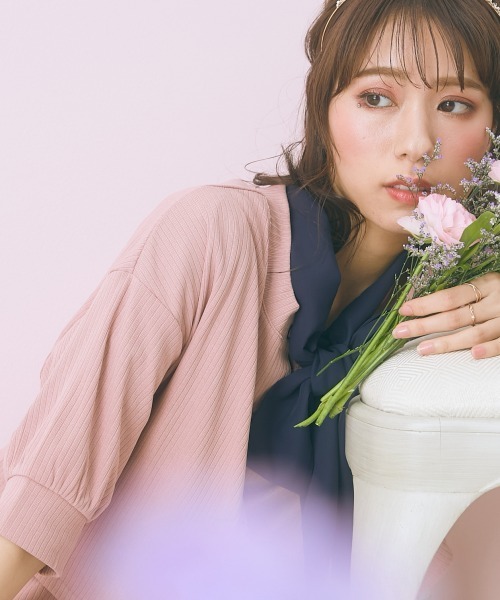 marun（マルン）の「＜大きいサイズ＞ 2点セット(ワンピース＋カーディガン) marun（ワンピース・レディース・ベージュ系/ピンク/ネイビー・L/LL/3L/4L/5L）」の10枚目の写真