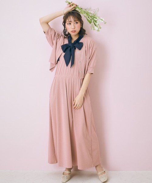 marun（マルン）の「＜大きいサイズ＞ 2点セット(ワンピース＋カーディガン) marun（ワンピース・レディース・ベージュ系/ピンク/ネイビー・L/LL/3L/4L/5L）」の19枚目の写真