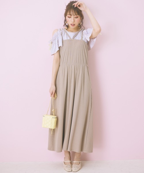 marun（マルン）の「＜大きいサイズ＞ 2点セット(ワンピース＋カーディガン) marun（ワンピース・レディース・ベージュ系/ピンク/ネイビー・L/LL/3L/4L/5L）」の7枚目の写真