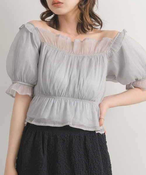 RETRO GIRL(レトロガール)の「ギャザーBL(シャツ/ブラウス・レディース・ライトグレー/ホワイト/ブラック・FREE)」の3枚目の写真