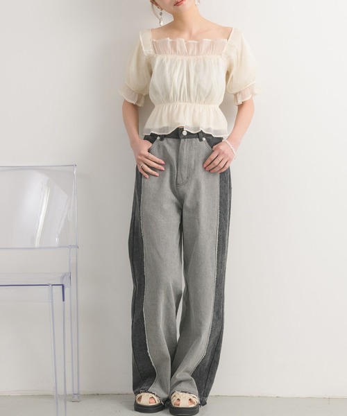 RETRO GIRL(レトロガール)の「ギャザーBL(シャツ/ブラウス・レディース・ライトグレー/ホワイト/ブラック・FREE)」の7枚目の写真