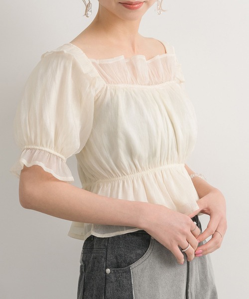 RETRO GIRL(レトロガール)の「ギャザーBL(シャツ/ブラウス・レディース・ライトグレー/ホワイト/ブラック・FREE)」の5枚目の写真