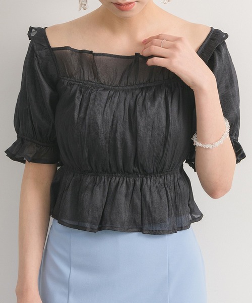 RETRO GIRL(レトロガール)の「ギャザーBL(シャツ/ブラウス・レディース・ライトグレー/ホワイト/ブラック・FREE)」の11枚目の写真