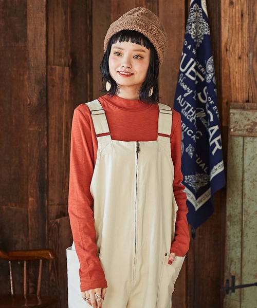 CUBE SUGAR（キューブシュガー）の「ショートスラブフライス無地長袖ハイネックインナー（Tシャツ/カットソー・レディース・グリーン/イエロー/ブルー/ブラック/トップグレー/ホワイト/オレンジ・M）」の7枚目の写真