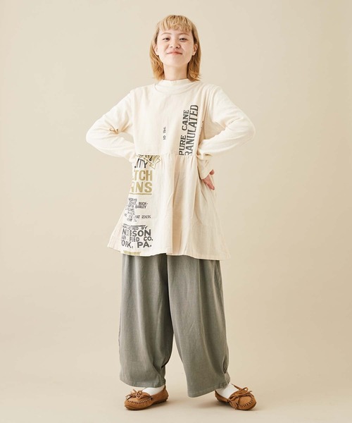 CUBE SUGAR（キューブシュガー）の「ショートスラブフライス無地長袖ハイネックインナー（Tシャツ/カットソー・レディース・グリーン/イエロー/ブルー/ブラック/トップグレー/ホワイト/オレンジ・M）」の10枚目の写真