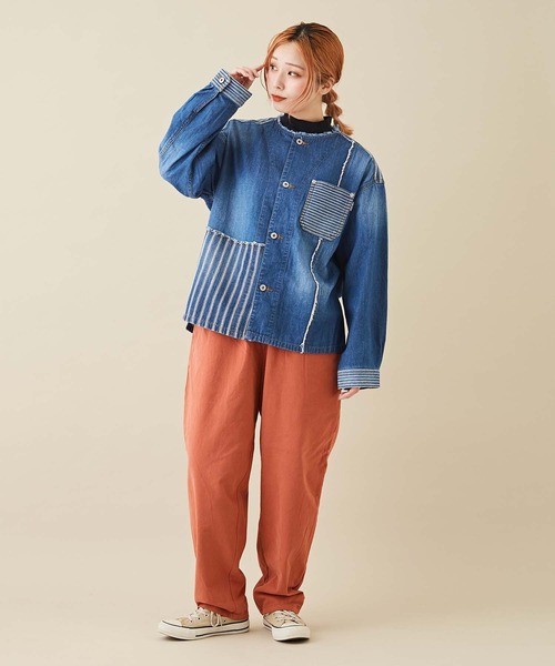 CUBE SUGAR（キューブシュガー）の「ショートスラブフライス無地長袖ハイネックインナー（Tシャツ/カットソー・レディース・グリーン/イエロー/ブルー/ブラック/トップグレー/ホワイト/オレンジ・M）」の20枚目の写真