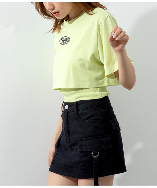 ANAP(アナップ)の「レイヤードデザインTシャツ(Tシャツ/カットソー・レディース・ホワイト/ライム/スミクロ・FREE)」の3枚目の写真