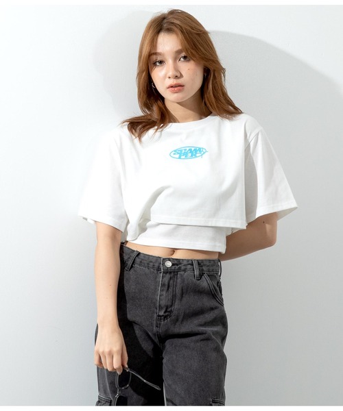 ANAP(アナップ)の「レイヤードデザインTシャツ(Tシャツ/カットソー・レディース・ホワイト/ライム/スミクロ・FREE)」の19枚目の写真