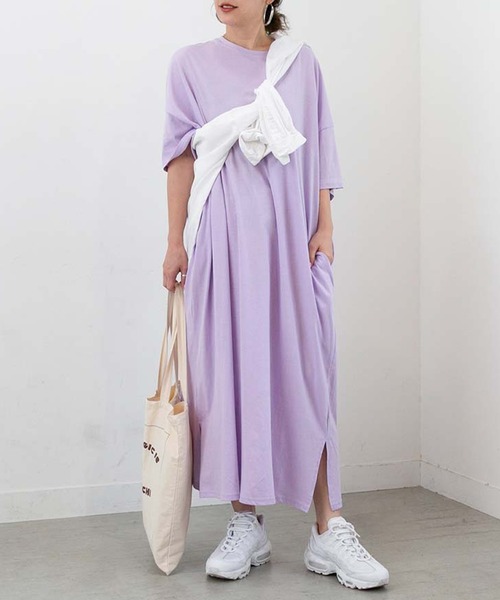PICHI（ピイチ）の「サイドスリットオーバーサイズワンピ（ワンピース・レディース・ホワイト/ラベンダー/ブラック・FREE）」の22枚目の写真