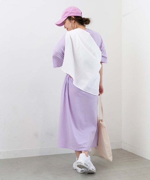 PICHI（ピイチ）の「サイドスリットオーバーサイズワンピ（ワンピース・レディース・ホワイト/ラベンダー/ブラック・FREE）」の14枚目の写真
