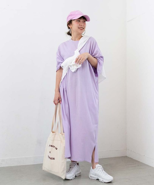 PICHI（ピイチ）の「サイドスリットオーバーサイズワンピ（ワンピース・レディース・ホワイト/ラベンダー/ブラック・FREE）」の18枚目の写真