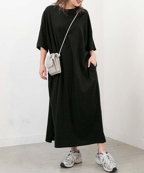 PICHI（ピイチ）の「サイドスリットオーバーサイズワンピ（ワンピース・レディース・ホワイト/ラベンダー/ブラック・FREE）」の4枚目の写真