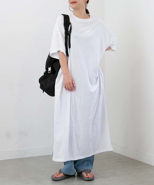 PICHI（ピイチ）の「サイドスリットオーバーサイズワンピ（ワンピース・レディース・ホワイト/ラベンダー/ブラック・FREE）」の19枚目の写真