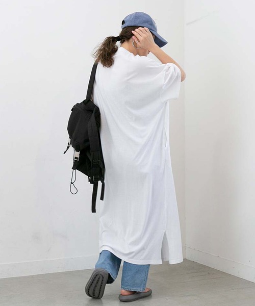 PICHI（ピイチ）の「サイドスリットオーバーサイズワンピ（ワンピース・レディース・ホワイト/ラベンダー/ブラック・FREE）」の8枚目の写真