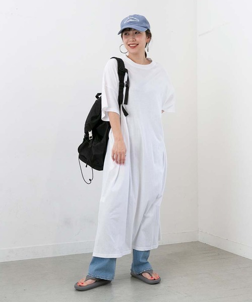 PICHI（ピイチ）の「サイドスリットオーバーサイズワンピ（ワンピース・レディース・ホワイト/ラベンダー/ブラック・FREE）」の5枚目の写真