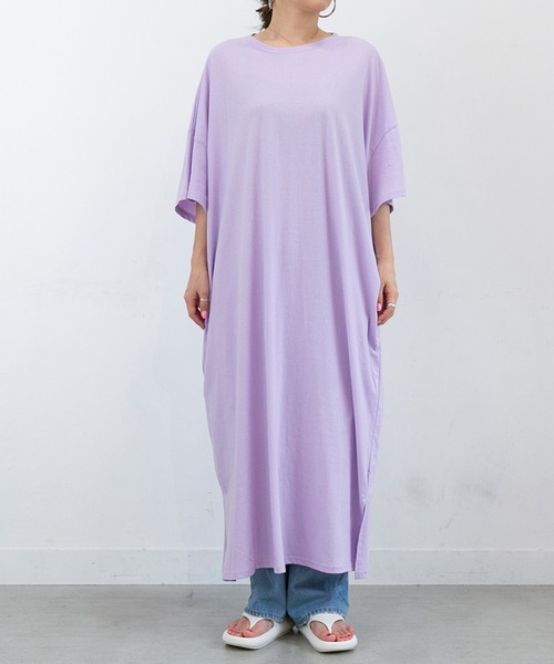 PICHI（ピイチ）の「サイドスリットオーバーサイズワンピ（ワンピース・レディース・ホワイト/ラベンダー/ブラック・FREE）」の16枚目の写真