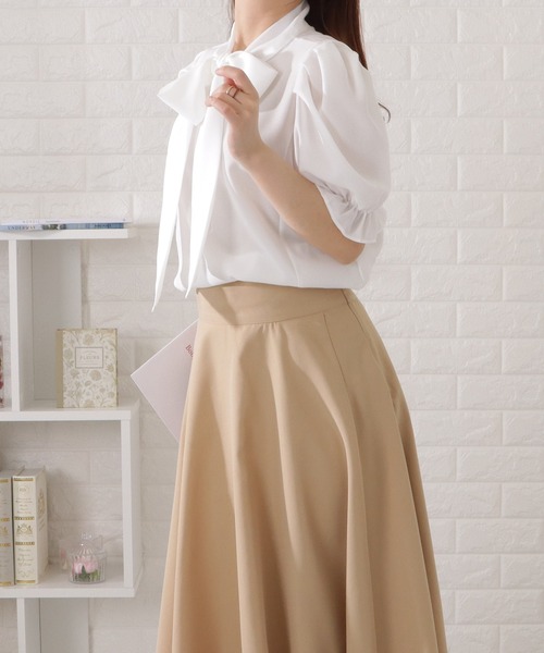 Lace Ladies(レースレディース)の「ボウタイ付きタック入りパワーショルダーブラウス(シャツ/ブラウス・レディース・ミント/ホワイト/ピンク系/グレー・S/FREE)」の14枚目の写真