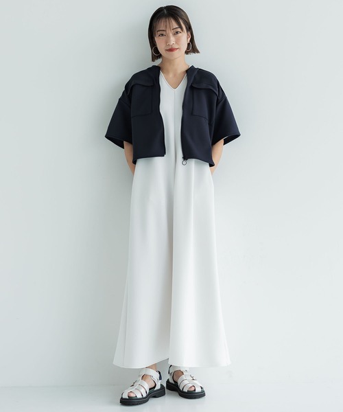 CITY TOKYO（シティトウキョウ）の「【小山田沙織さんコラボ】アクアスーティングリラックスワンピース（ワンピース・レディース・ネイビー/ホワイト・1/2）」の12枚目の写真