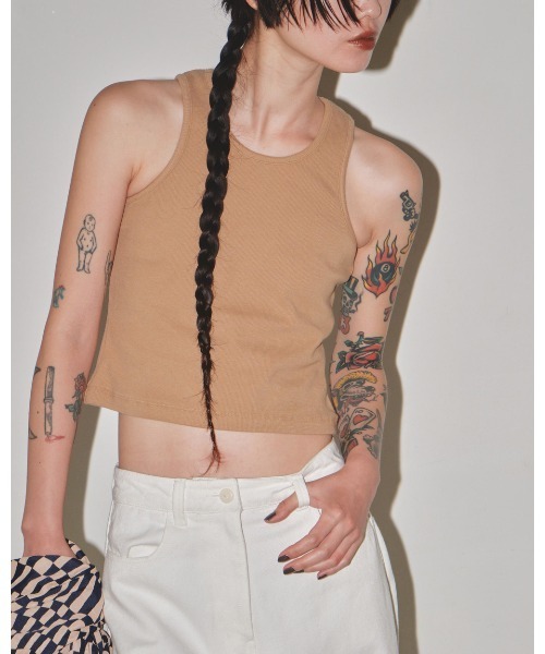 TODAYFUL（トゥデイフル）の「american sleeve tank top（タンクトップ・レディース・ホワイト/チャコールグレー/ベージュ/ラベンダー・FREE）」の11枚目の写真
