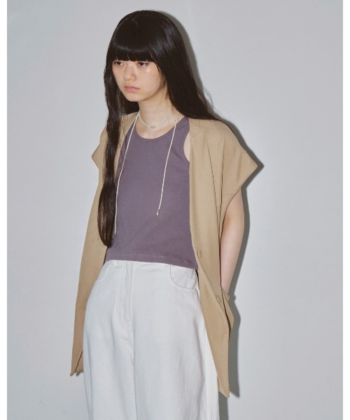 TODAYFUL（トゥデイフル）の「american sleeve tank top（タンクトップ・レディース・ホワイト/チャコールグレー/ベージュ/ラベンダー・FREE）」の18枚目の写真