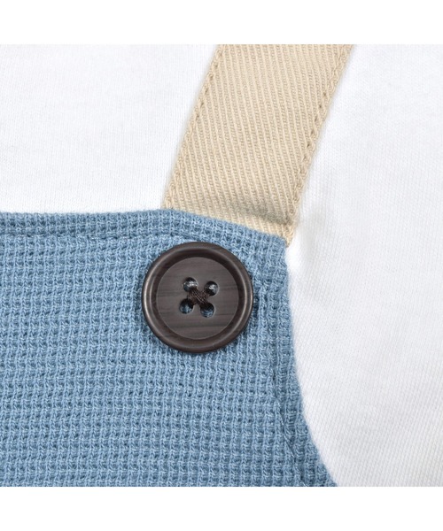 SLAP SLIP BABY（スラップスリップベビー）の「デニムポケット恐竜刺しゅうサロペットレイヤード風ロンパースベビー(60~80cm)（ロンパース・キッズ・ブルー/オレンジ・60cm/80ｃｍ/70cm）」の18枚目の写真