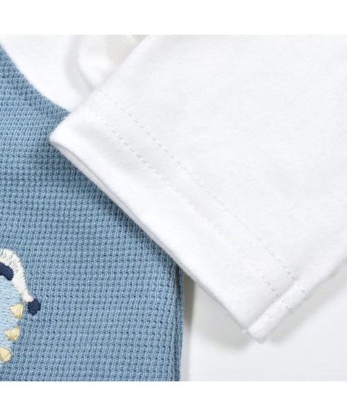 SLAP SLIP BABY（スラップスリップベビー）の「デニムポケット恐竜刺しゅうサロペットレイヤード風ロンパースベビー(60~80cm)（ロンパース・キッズ・ブルー/オレンジ・60cm/80ｃｍ/70cm）」の10枚目の写真