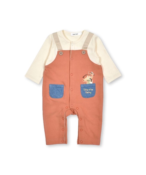 SLAP SLIP BABY（スラップスリップベビー）の「デニムポケット恐竜刺しゅうサロペットレイヤード風ロンパースベビー(60~80cm)（ロンパース・キッズ・ブルー/オレンジ・60cm/80ｃｍ/70cm）」の16枚目の写真