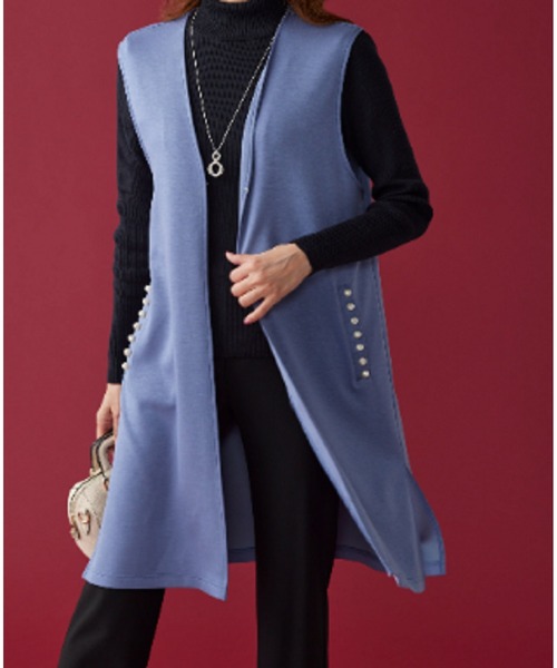 BELLUNA（ベルーナ）の「パールビーズ使いロングジレ（スーツジャケット・レディース・ブラック/ブルー/ベージュ・LARGE/X-LARGE/MEDIUM）」の9枚目の写真