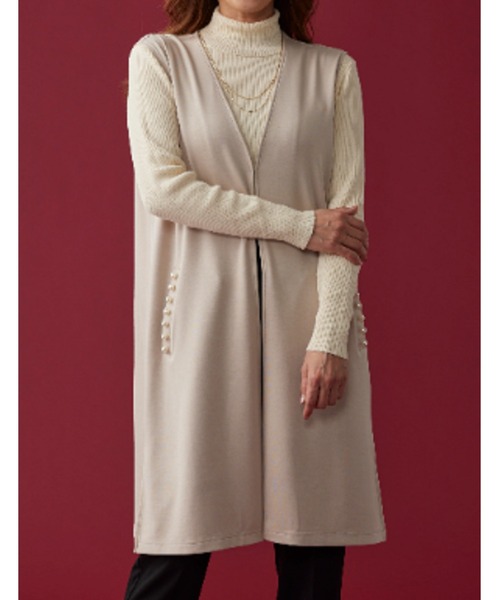 BELLUNA（ベルーナ）の「パールビーズ使いロングジレ（スーツジャケット・レディース・ブラック/ブルー/ベージュ・LARGE/X-LARGE/MEDIUM）」の14枚目の写真